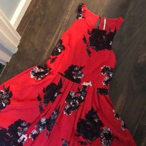 🔥 NWOT Free people red floral dress w/ pockets!
